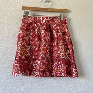 LOFT Red Floral A-Line Skirt